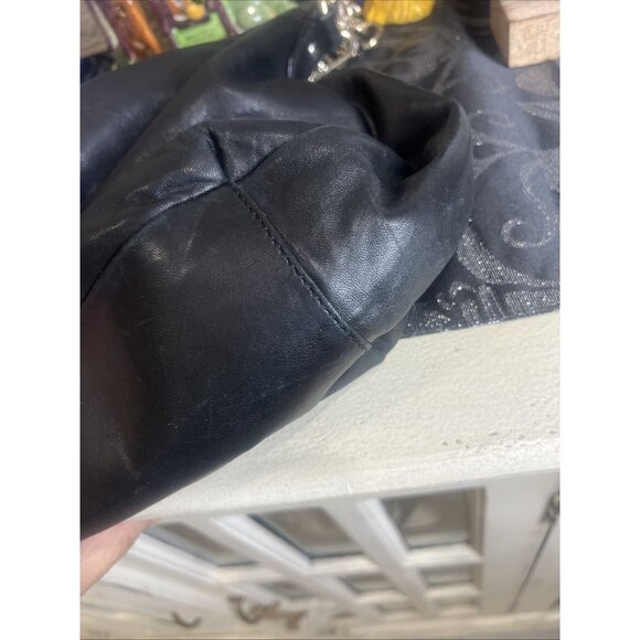 Vintage DKNY Black Leather Hobo Bag Soft Gold Handbag Y2K Purse Shoulder Bag - Picture 5 of 16